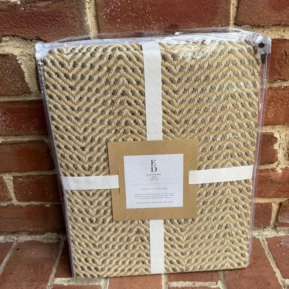 Loloi X Ed Ellen Degeneres $109 woven throw blanket CAMEL 50x60 NWT